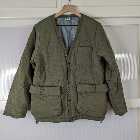 Wasted Collective Green Quilted Jacket Chore Barn Coat  Stitched Design Small - Picture 1 of 12